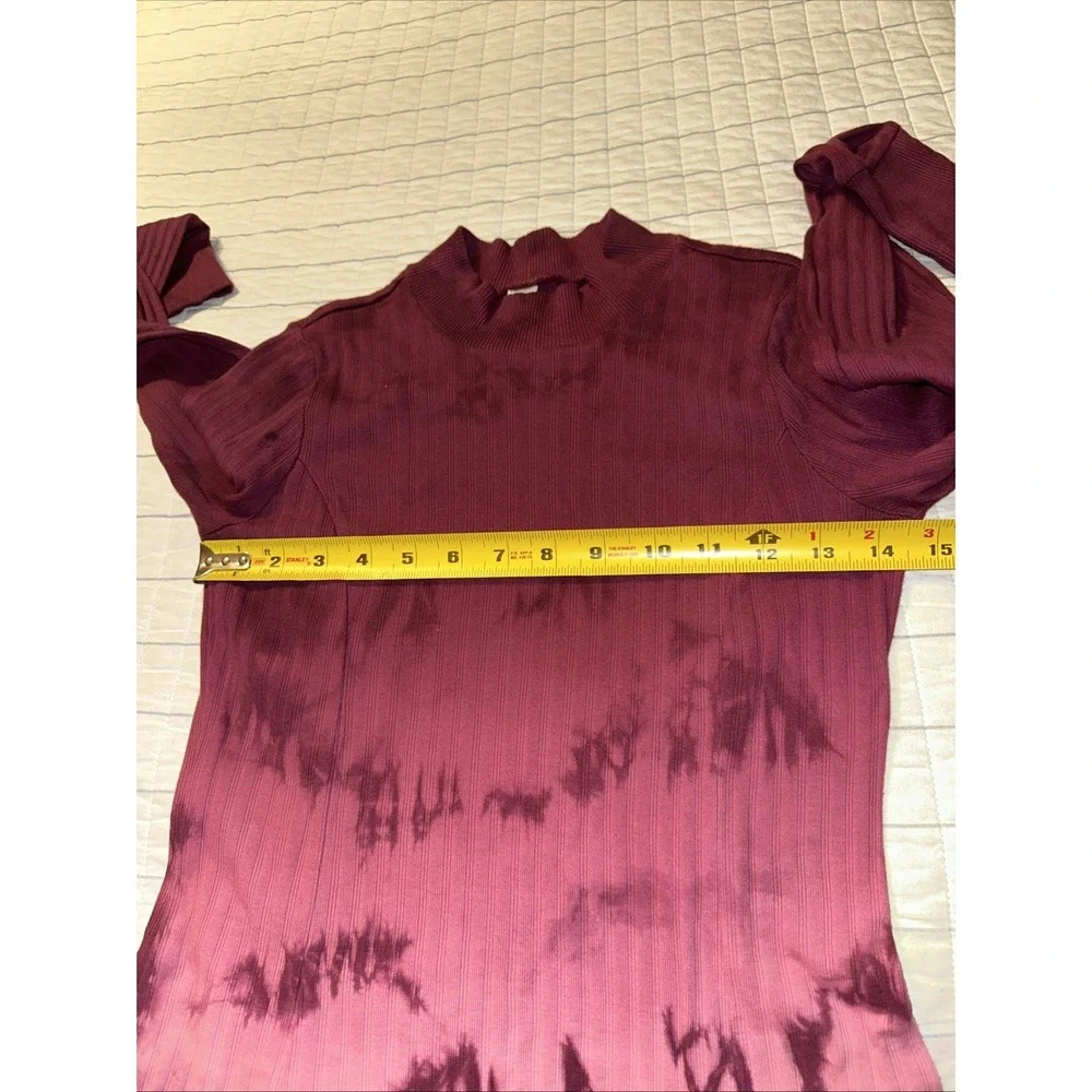 Justice‎ Girls Tie Dye Ombre Ribbed Knit Dress Burgundy Pink Long Sleeve Size 12